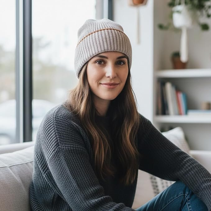 Gallezio Premium Ribbed Winter Beanie Cap for Women - Image 3